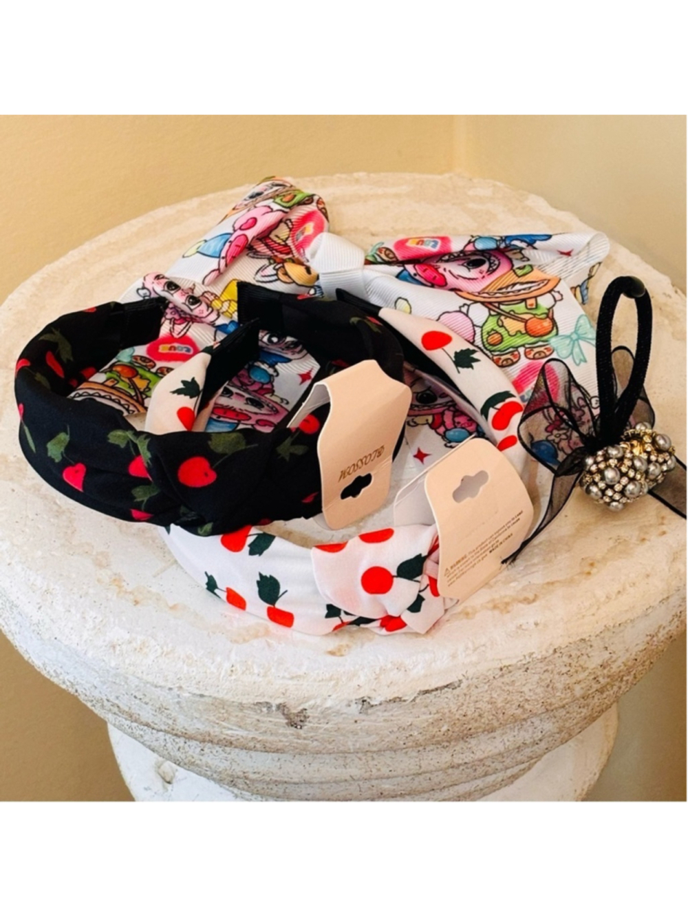 Women’s or Girls headbands, fancy barrette and large LaBuBu hair bow New